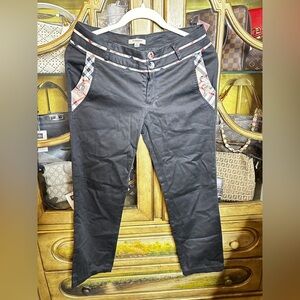 Burberry London Black Pants w/ Nova Check Trim | Size L